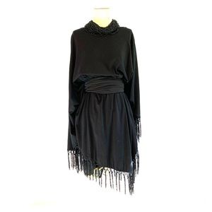 Black Fringed Poncho